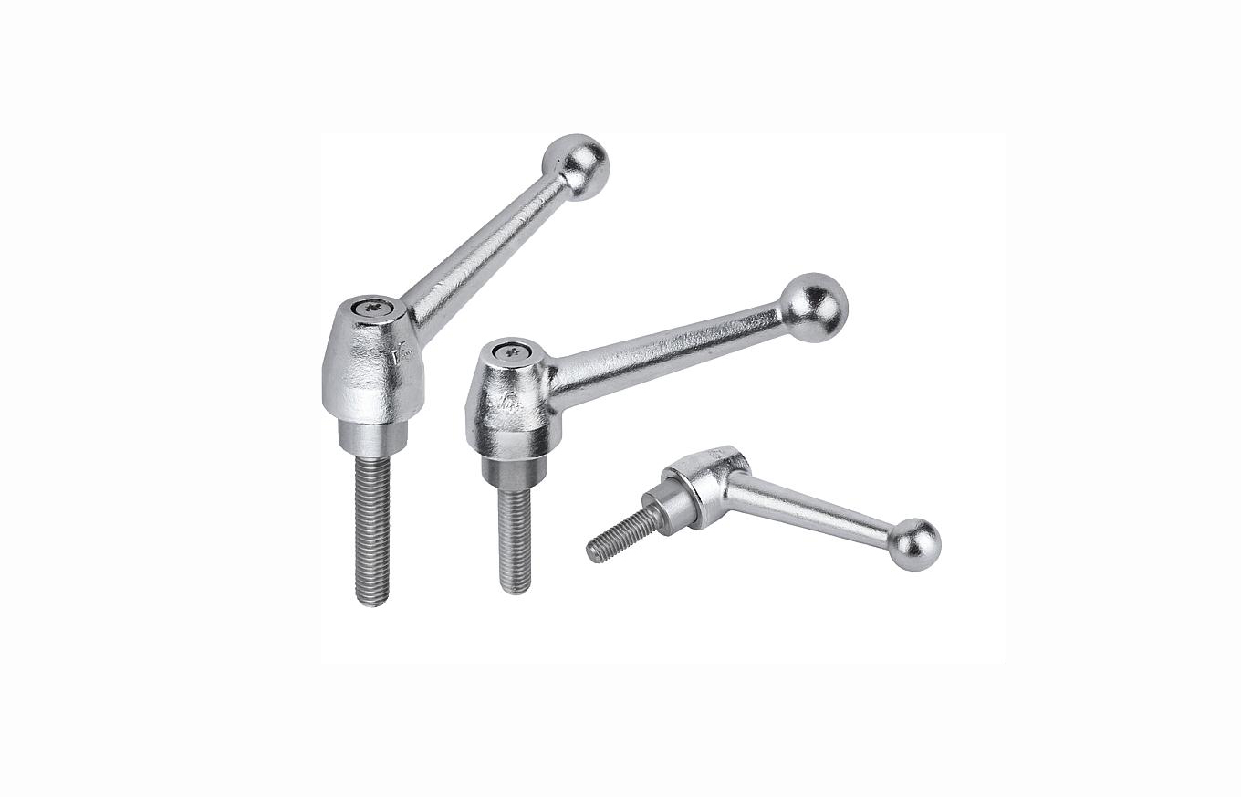 K0121 Clamping levers with external thread, stainless steel