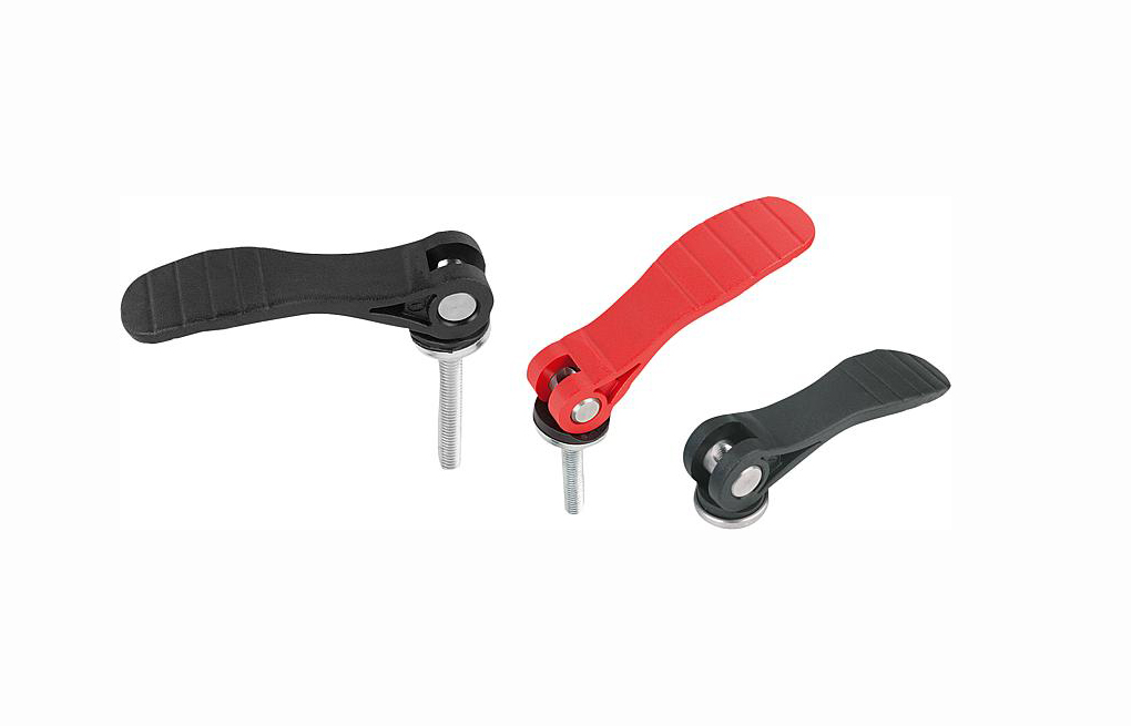 K0646 Cam levers with plastic handle internal and external thread, steel or stainless steel