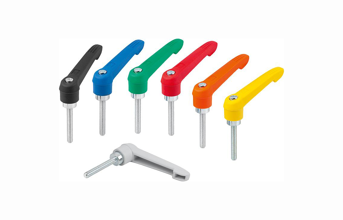 K1660 Clamping levers, plastic with external thread