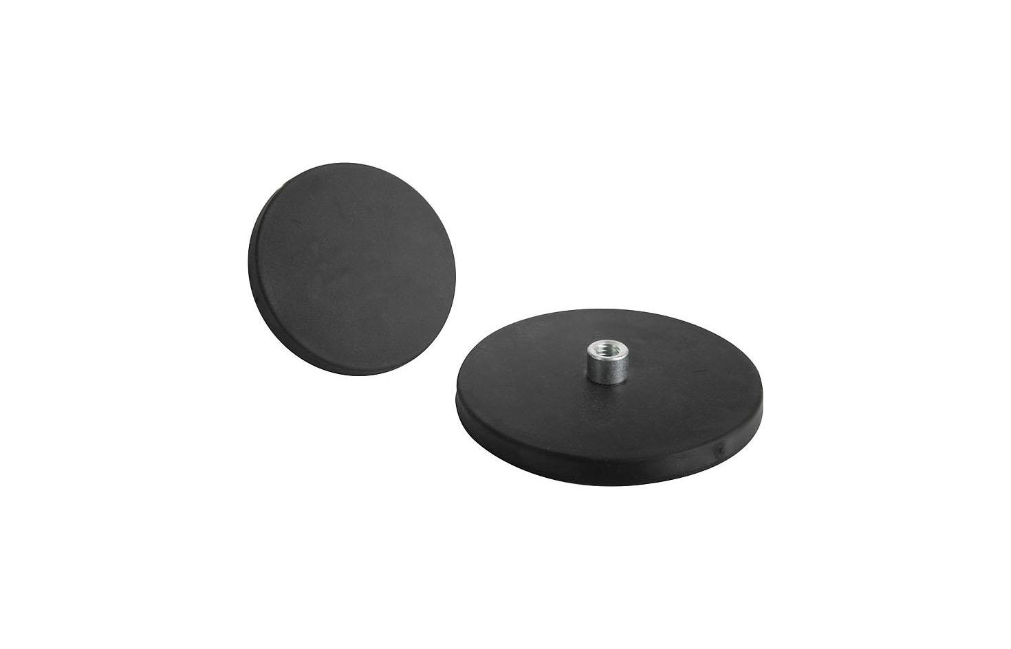 K0563_Magnets shallow pot with tapped pin NdFeB, with rubber protective