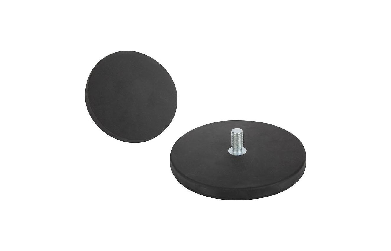 K0564_Magnets shallow pot with threaded pin NdFeB, with rubber protective