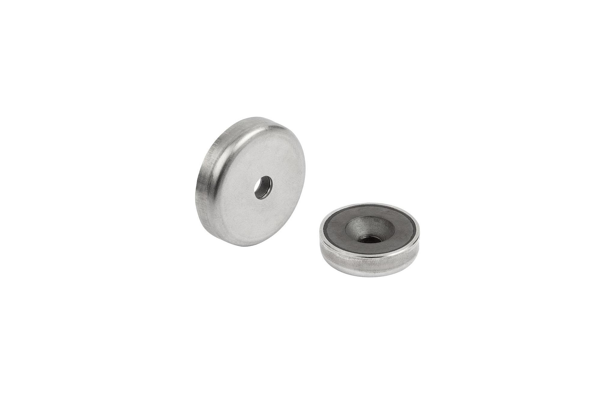 K1408_Magnets shallow pot with countersink hard ferrite with stainless-steel