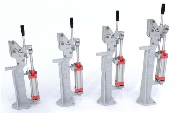 19 Automatable Clamps - Female Mounting with Riser and Pneumatic Cylinder